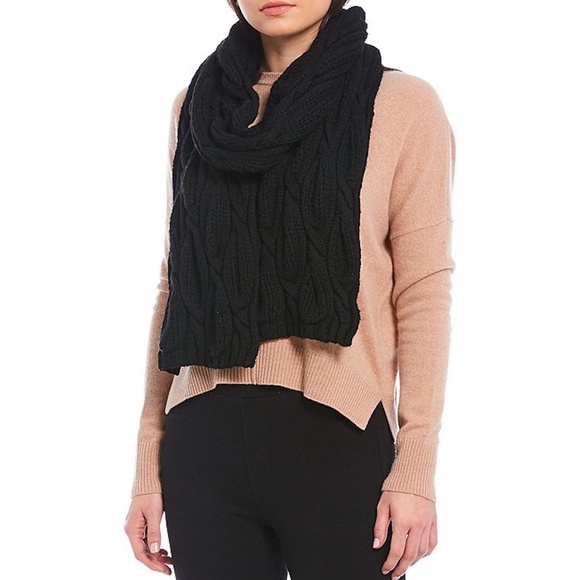 Badgley Mischka Accessories - Black Cable Knit Scarf by Badgley Mischka